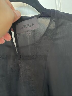 La Perla Black Silk Sheer Lace Blouse size 44